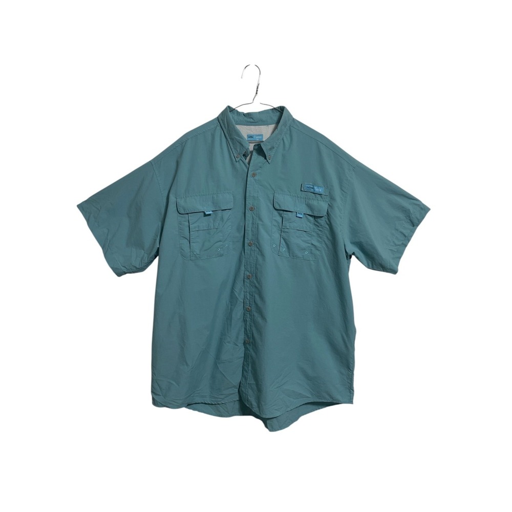 Tuna Short Sleeve Button Down Men's XXL Blue Vented Fishing Shirt